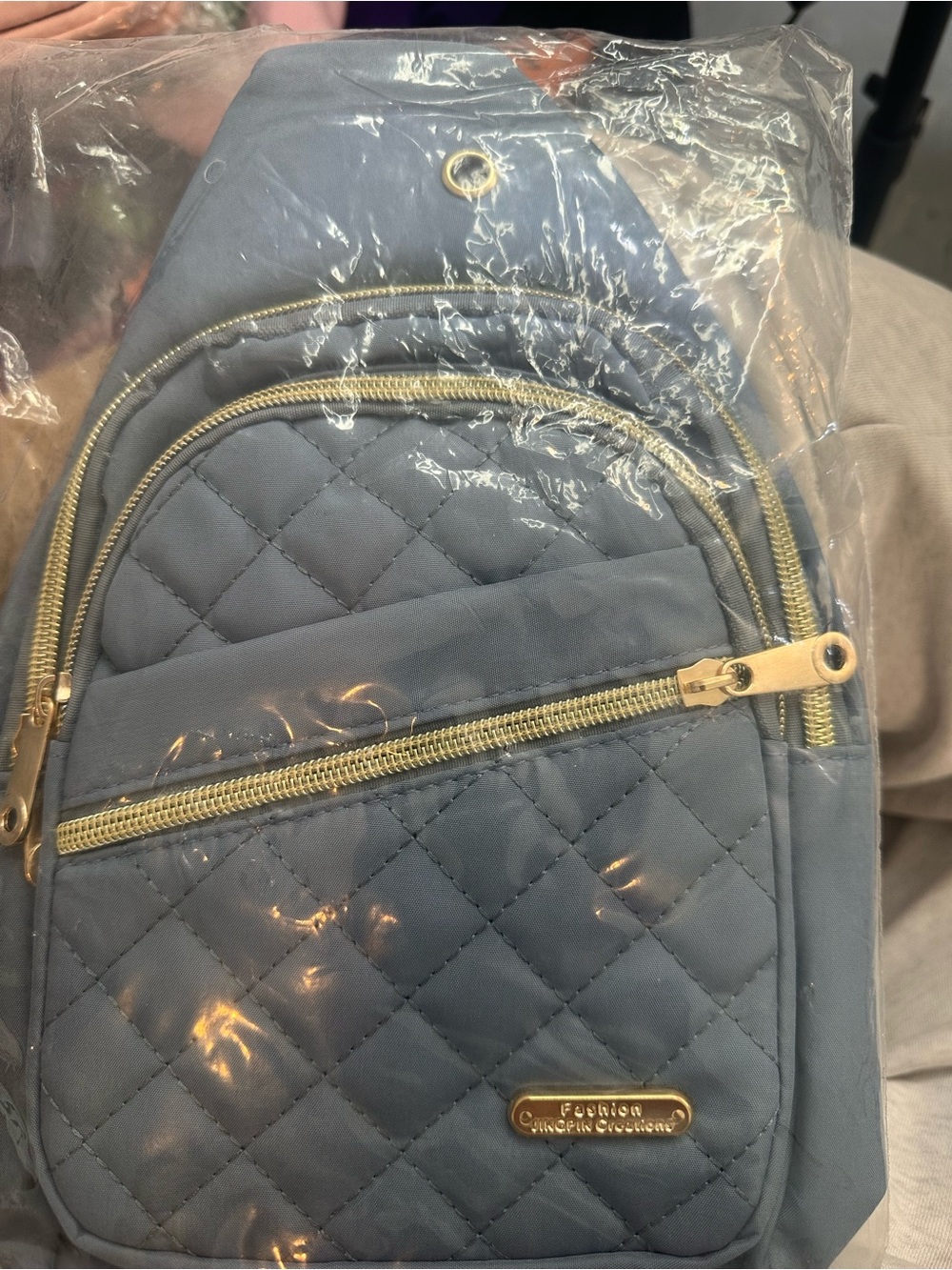 Quilted Crossbody Sling Bag - Blue
